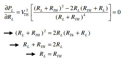 Formula of Maximum Power Transfer Theorem in DC Circuit