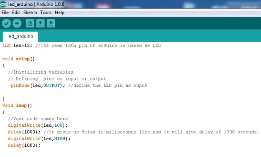 LED Program in arduino step by step basic