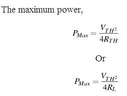 Maximum Power Transfer Formula in AC Circuits