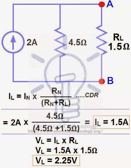 Finding the Load Current and Load Voltage through Norton's Theorem