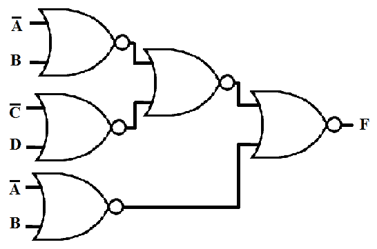3-Level implementation NOR gate replacing OR-Invert and Invert-AND with NOR gate
