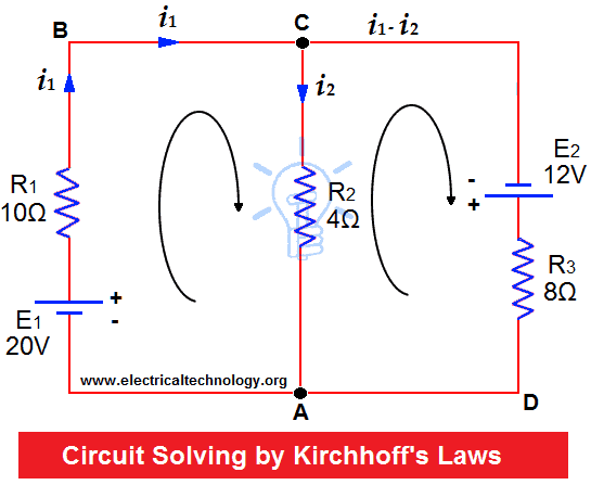 Circuit Analysis by Kirchhoff's Laws Solved Example on KCL and KVL (Kirchhoff's Laws)