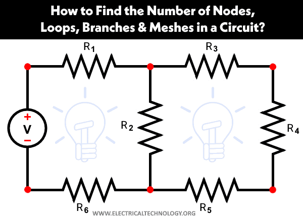 Finding the Number of Nodes, Loops, Branches & Meshes in a Circuit