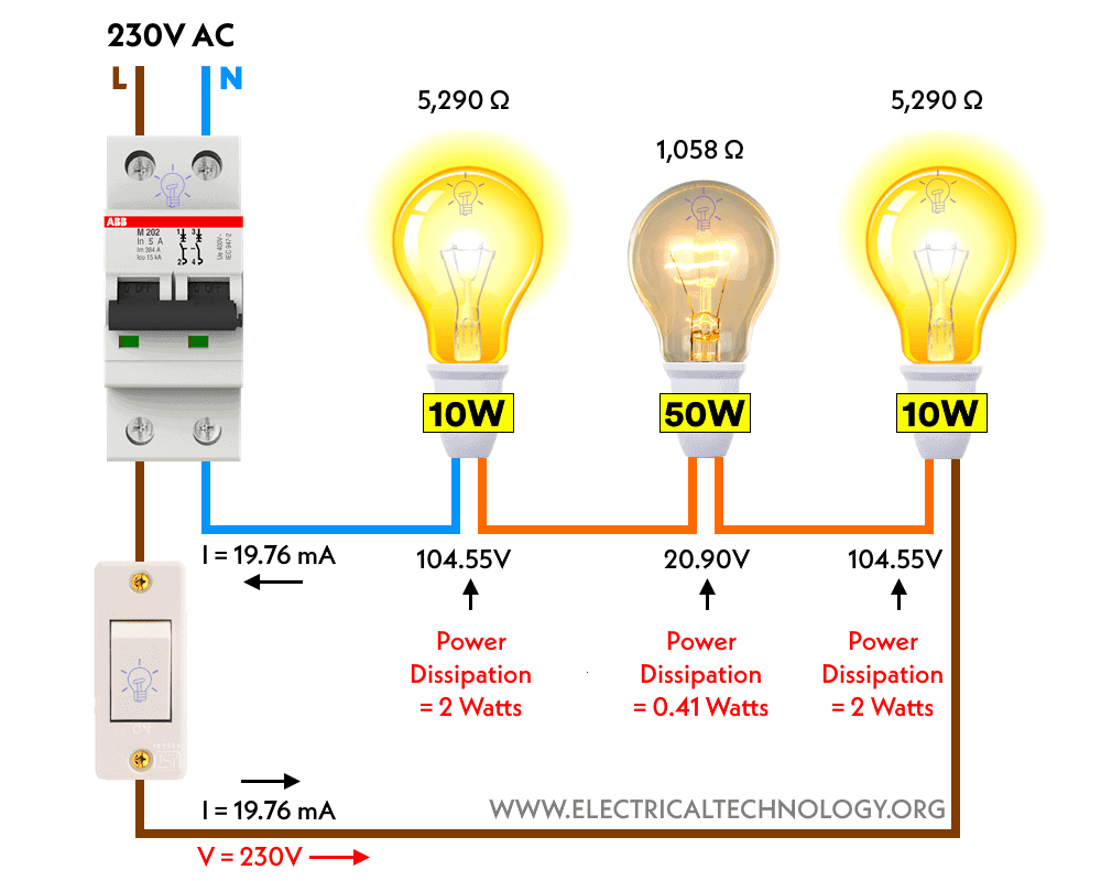 High-Wattage Bulb Glow Dimly When Connected in a Series Circuit