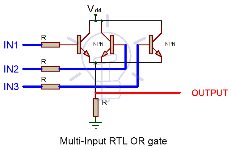 Multi Input Resistor-Transistor Logic (RTL) OR Gate