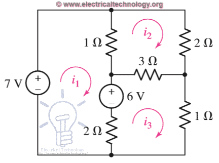 Solving Linear Electric circuit of 3 equations by Cramer's Rule. Example