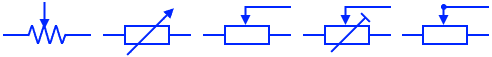 Variable resistors symbols - potentiometer and rheostate symbol