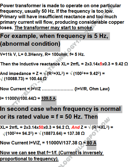power transformer designed for operation on 50 Hz