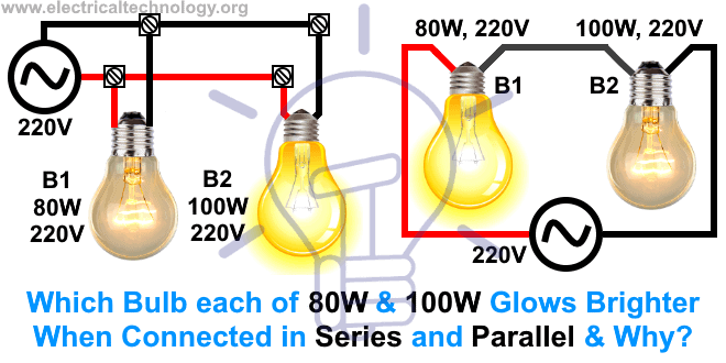 Two Bulbs of 80W & 100W are Connected in Series & Parallel - Which One will Glow Brighter?
